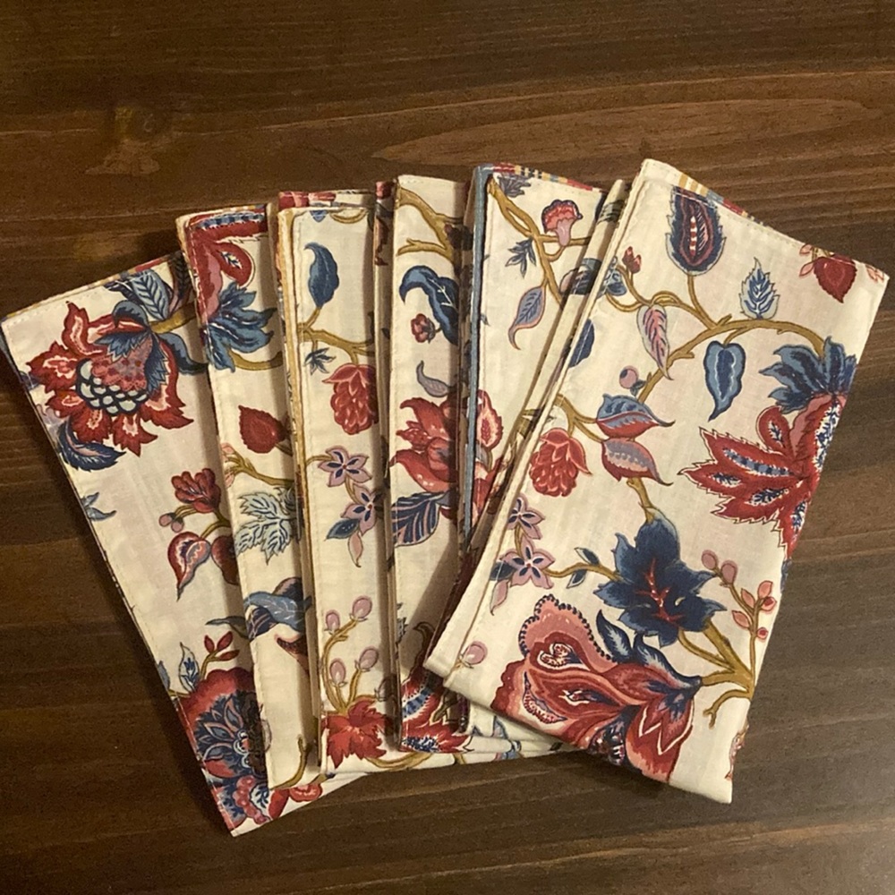 6 paisley/striped double-sided cotton napkins